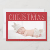 Eerste kerstfoto baby Geboorteaankondiging Feestdagenkaart (Voorkant)