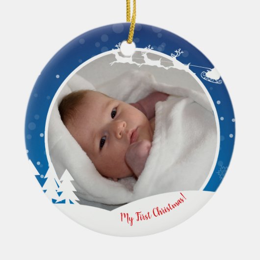 Eerste kerstfoto baby keramisch ornament (Voorkant)