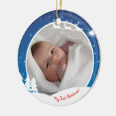 Eerste kerstfoto baby keramisch ornament (Links)
