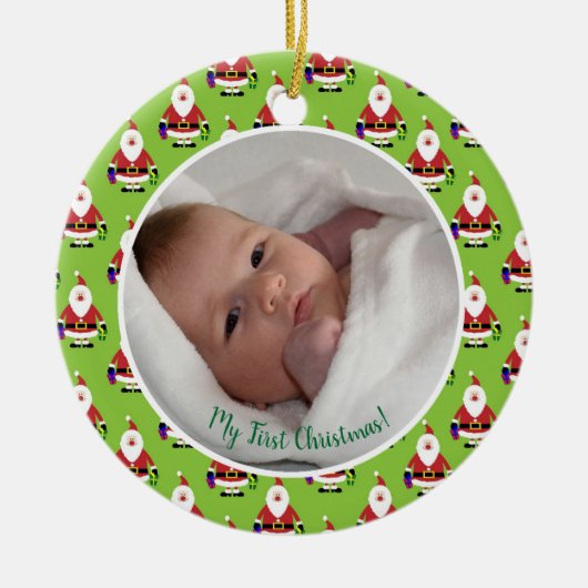 Eerste kerstfoto baby keramisch ornament (Voorkant)