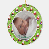 Eerste kerstfoto baby keramisch ornament (Links)