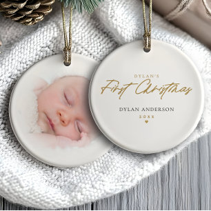 Eerste kerstfoto baby Modern minimalistisch Keramisch Ornament