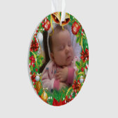 Eerste Kerstfoto Baby Naam & Geboortedatum Ornament (voorkant)