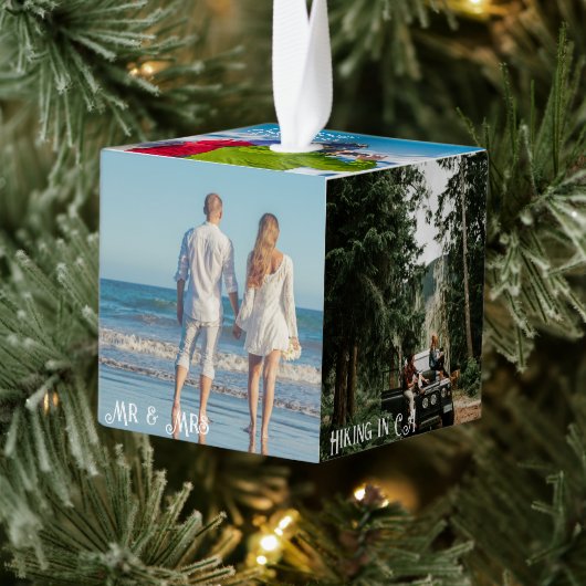 Eerste kerstfoto Cube 6 Foto's Kubus Ornament (Boom)