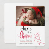 Eerste kerstfoto geboorteaankondiging aankondiging (Voorkant / Achterkant)