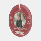 Eerste kerstfoto grootouders gepersonaliseerd glas ornament (Voorkant links)