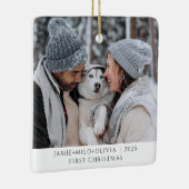 Eerste kerstfoto Keepsake paar hond Keramisch Ornament (Rechts)