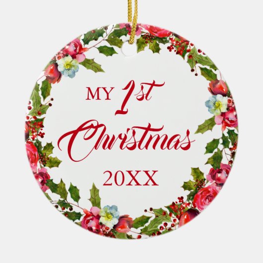 Eerste kerstfoto keramisch ornament (Voorkant)