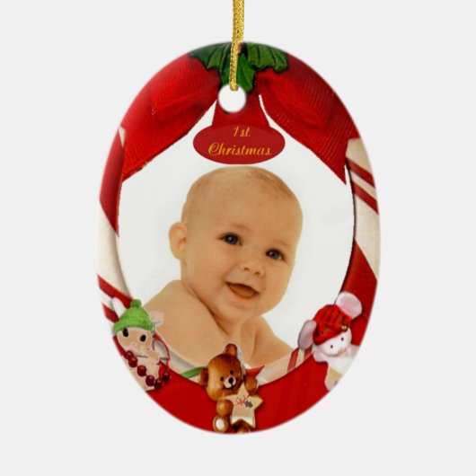 Eerste kerstfoto Lijst Oval Ornament (Voorkant)