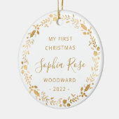 Eerste kerstfoto met Baby Gold Wreate Keramisch Ornament (Links)