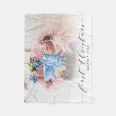 Eerste kerstfoto met handschrift Moderne foto Fleece Deken (Voorkant)