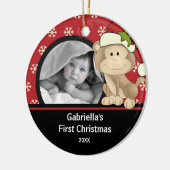 Eerste kerstfoto-ornament aap van de baby keramisch ornament (Links)