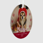 Eerste kerstfoto Rode sneeuwvlokken Ornament (voorkant)