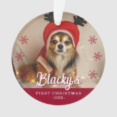 Eerste kerstfoto Rode sneeuwvlokken Ornament (voorkant)