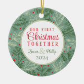 Eerste kerstfoto samen keramisch ornament (Voorkant)