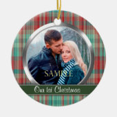 Eerste kerstfoto-sjabloon keramisch ornament (Voorkant)