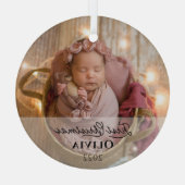 Eerste kerstfoto van baby Keepomwille Glas Ornament (Achterkant)