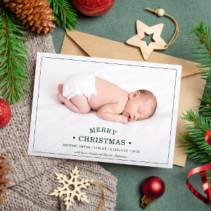 Eerste kerstfoto van baby's Aankondiging geboorte