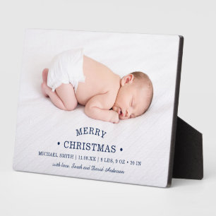 Eerste kerstfoto van baby's Aankondiging geboorte Fotoplaat