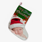 Eerste kerstfoto van baby's kleine kerstsok (Voorkant (Hangend))