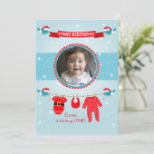 Eerste kerstfoto van Birthday Party Kaart (Staand voorkant)