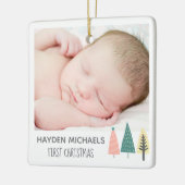 Eerste kerstfoto van de moderne pastel baby keramisch ornament (Links)