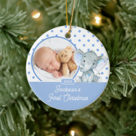 Eerste kerstfoto van Elephant Baby Keramisch Ornament