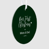 Eerste kerstfoto van Green & White mama Ornament (voorkant)