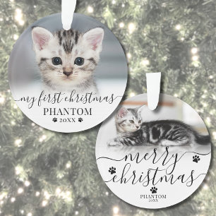 Eerste kerstfoto van huisdier ornament