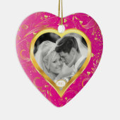 Eerste kerstfoto van Ornament Gold Heart Pink (Rechts)