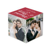 Eerste kerstfoto van pasgetrouwden kubus (Achter hoekig)