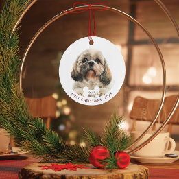 Eerste kerstfoto van Shih Tzu Dog Pet Metalen Ornament