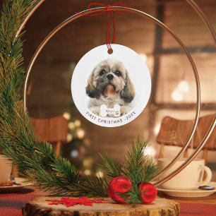Eerste kerstfoto van Shih Tzu Dog Pet Metalen Ornament