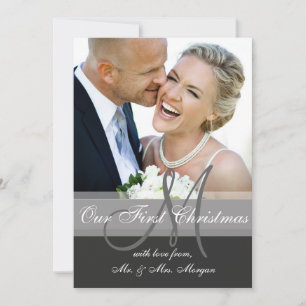 Eerste kerstfoto-Wenskaart Monogram Feestdagenkaart