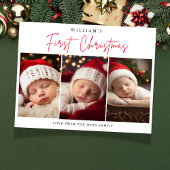 Eerste Kerstfotocollage van pasgeboren baby's Feestdagenkaart