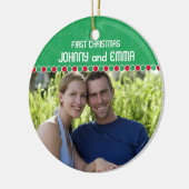 Eerste kerstfotoversiering keramisch ornament (Links)