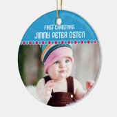 Eerste kerstfotoversiering keramisch ornament (Links)