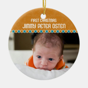 Eerste kerstfotoversiering keramisch ornament