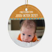 Eerste kerstfotoversiering keramisch ornament (Links)