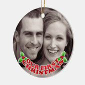 Eerste kerstfotoversiering keramisch ornament (Links)