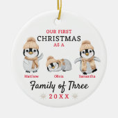 Eerste kerstgezin van drie keramisch ornament (Voorkant)