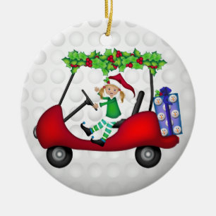 Eerste kerstgolfkunst met Elf 1 Keramisch Ornament