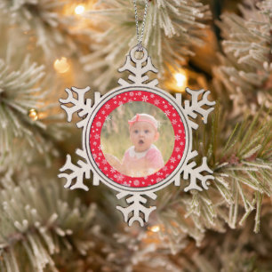 Eerste kerstjaar van Cute baby Tin Sneeuwvlok Ornament
