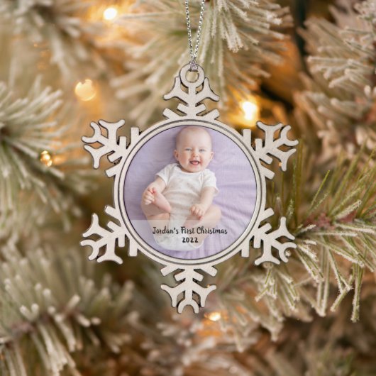 Eerste kerstjaar van de baby tin sneeuwvlok ornament (Boom)