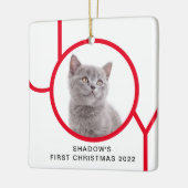 Eerste kerstkaartje Kat Kitten Joy Aangepaste Foto Keramisch Ornament (Links)