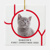 Eerste kerstkaartje Kat Kitten Joy Aangepaste Foto Keramisch Ornament (Achterkant)