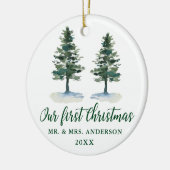 Eerste kerstkalligrafie-Waterverf Twee Pijnen Keramisch Ornament