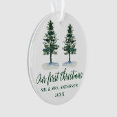 Eerste kerstkalligrafie-Waterverf Twee Pijnen Ornament (voorkant)