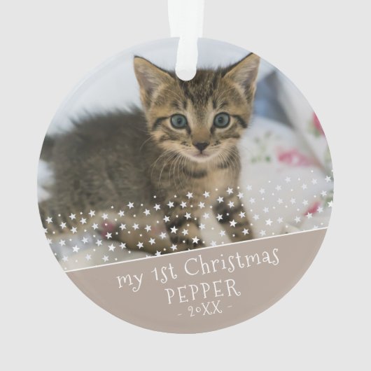 Eerste kerstkat foto Keepomwille Ornament (achterkant)