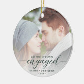 Eerste Kerstkerst Foto Green Modern Script Keramisch Ornament (Links)